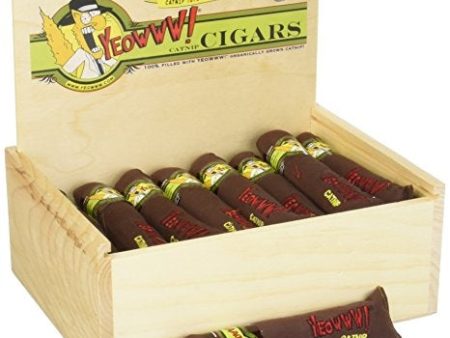 Yeowww! Cigar with Slide Top Catnip Toy Wooden Box Brown 1ea 7 in, 24 pk Supply