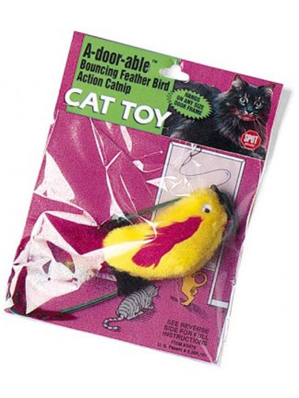 Spot A-Door-Able Bouncing Plush Bird with Feather Tail Cat Toy Multi-Color 4.5 in Fashion