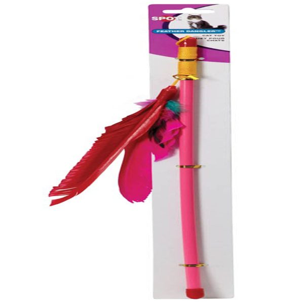 Spot Feather Dangler Teaser Wand Cat Toy Multi-Color 18 in Sale