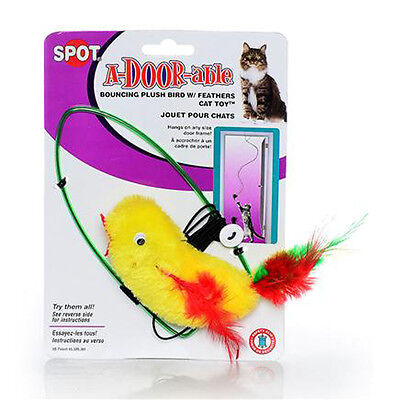 Spot A-Door-Able Bouncing Plush Bird with Feather Tail Cat Toy Multi-Color 4.5 in Fashion