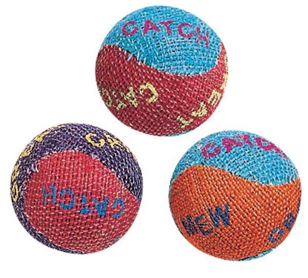 Spot Burlap Ball Catnip Toy Assorted 1.5 in 3 Pack on Sale