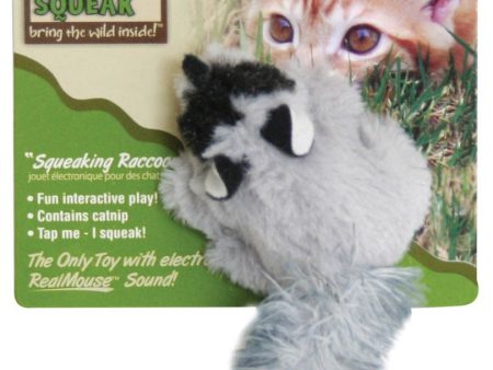 OurPets Play-N-Squeak Backyard Raccoon Catnip Toy Grey, Black 1ea Cheap