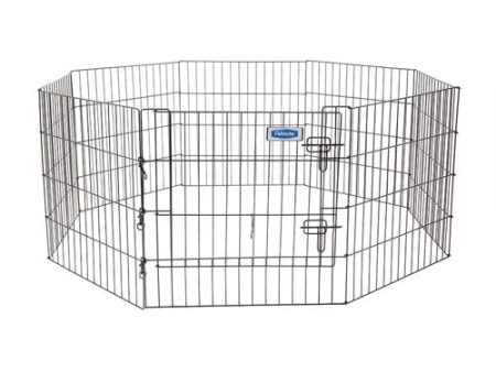 Petmate Exercise Pen with Door Black 1ea 24 in Hot on Sale