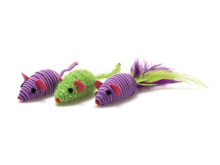 OurPets Three Twined Mice Catnip Toy Green, Purple 1ea 3 pk, Mass Discount