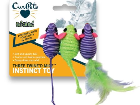 OurPets Three Twined Mice Catnip Toy Green, Purple 1ea 3 pk For Cheap