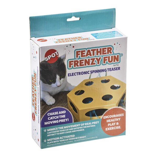 Spot Feather Frenzy Fun Cat Toy Yellow 8.5in Online now