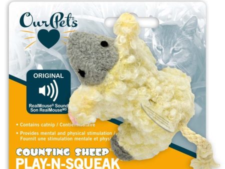 OurPets Play N Squeak Counting Sheep Catnip Toy Yellow, Grey 1ea Discount