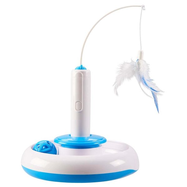 Spot Spin Around Track Cat Toy White; Blue One Size on Sale