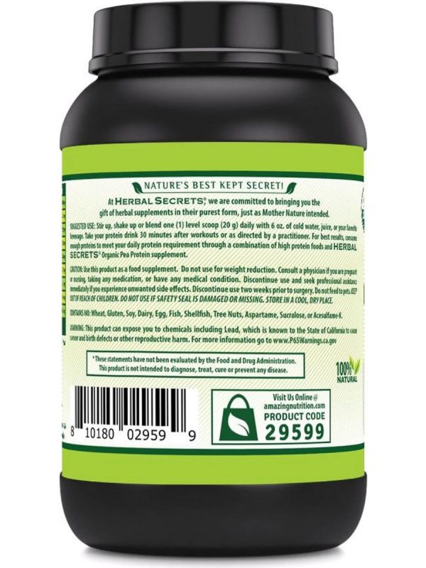 Herbal Secrets, Organic Pea Protein Powder, Unflavored, 2 lbs Online Sale