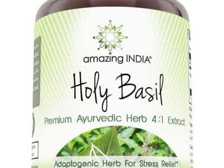 Amazing India, Holy Basil Premium Ayurvedic Herb 4:1 Extract, 500 mg, 120 Veggie Capsules Supply