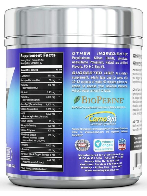 Amazing Muscle, Max Boost Ultimate Pre-Workout Formula, Blue Raspberry, 15.23 oz Online Hot Sale