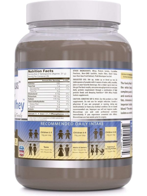 Amazing Formulas, The Family Whey, Premium Chocolate Flavor, 2 lbs on Sale