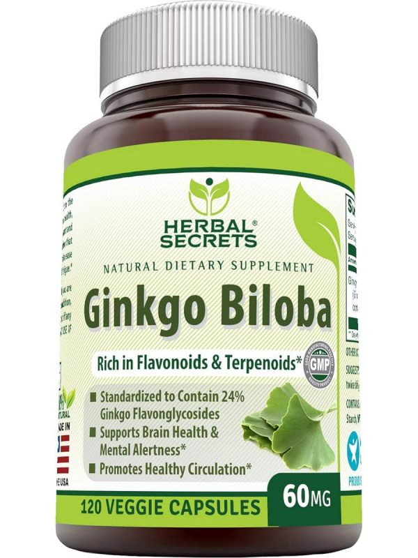 Herbal Secrets, Ginkgo Biloba, 60 mg, 120 Veggie Capsules Online Hot Sale