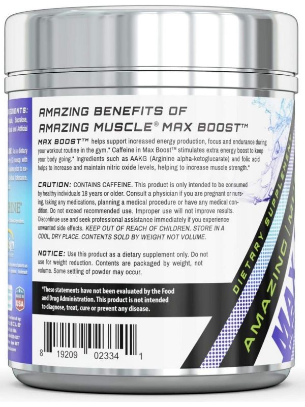 Amazing Muscle, Max Boost Ultimate Pre-Workout Formula, Blue Raspberry, 15.23 oz Online Hot Sale