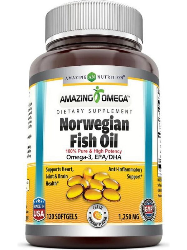 Amazing Omega, Norwegian Fish Oil, 1250 mg, Fresh Orange Flavor, 120 Softgels Discount