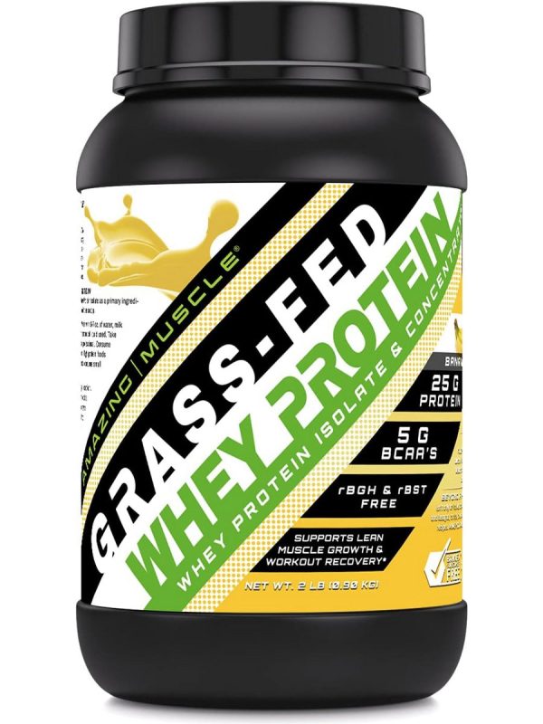 Amazing Muscle, Grass-Fed Whey Protein, Banana, 2 lbs Online now