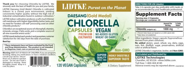 Lidtke, Daesang (Gold Medal) Chlorella, 120 Vegan Capsules Fashion