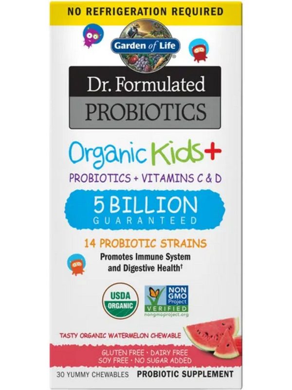 Garden of Life, Dr. Formulated Probiotics, Organic Kids +,Shelf-Stable, Watermelon, 30 Yummy Chewables Discount