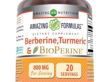 Amazing Formulas, Berberine, Turmeric & Bioperine, 800 mg, 60 Veggie Capsules Hot on Sale