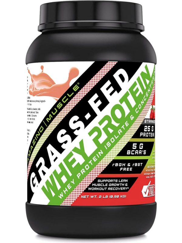 Amazing Muscle, Grass-Fed Whey Protein, Strawberry, 2 lbs Cheap