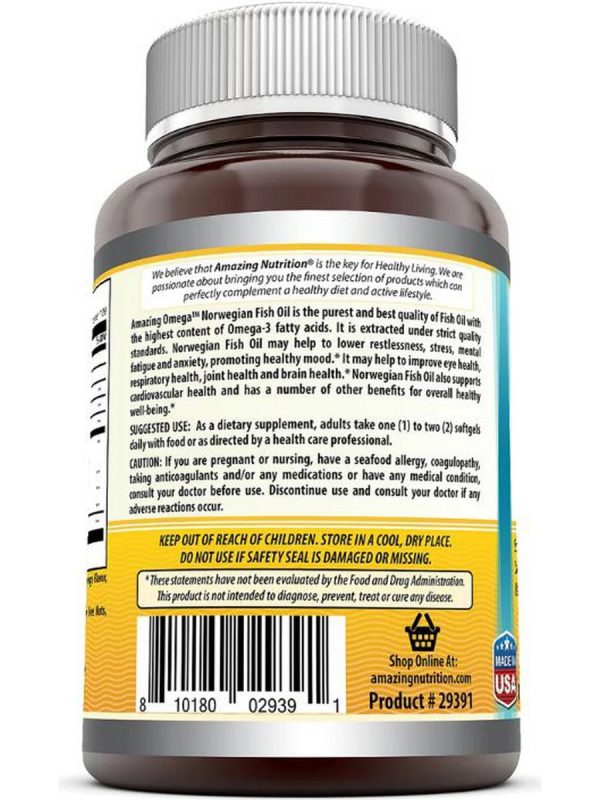 Amazing Omega, Norwegian Fish Oil, 1250 mg, Fresh Orange Flavor, 120 Softgels Discount