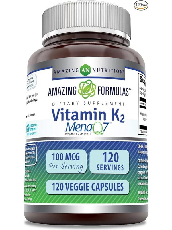 Amazing Formulas, Vitamin K2 Menaq7, 100 mcg, 120 Veggie Capsules on Sale