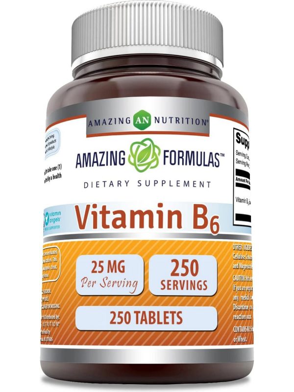 Amazing Formulas, Vitamin B6, 25 mg, 250 Tablets Online now