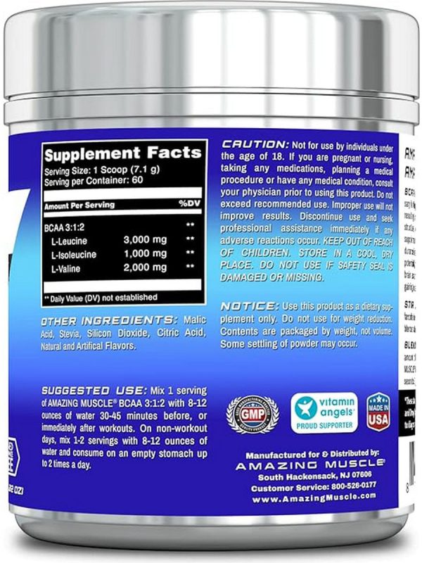 Amazing Muscle, BCAA 3:1:2, Blue Raspberry, 0.94 lb Online now