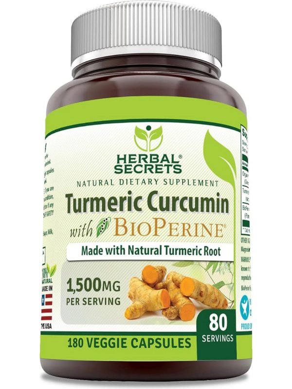 Herbal Secrets, Turmeric Curcumin with Bioperine, 1500 mg, 180 Veggie Capsules Online now