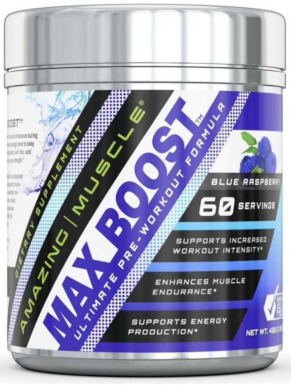 Amazing Muscle, Max Boost Ultimate Pre-Workout Formula, Blue Raspberry, 15.23 oz Online Hot Sale