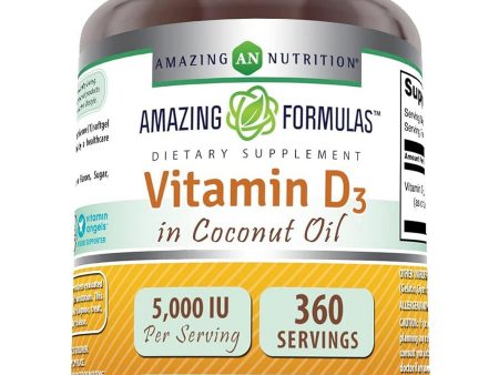 Amazing Formulas, Vitamin D3 in Coconut Oil, 5000 IU, 360 softgels on Sale