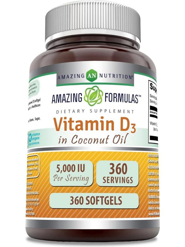 Amazing Formulas, Vitamin D3 in Coconut Oil, 5000 IU, 360 softgels on Sale