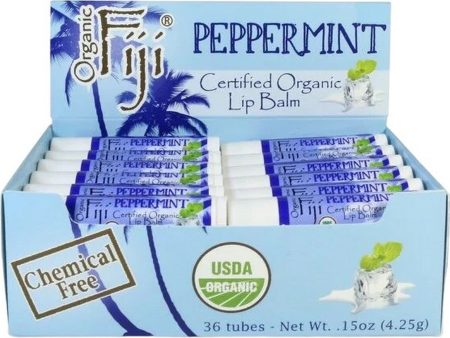 Organic Fiji, Certified Organic Lip Balm, Peppermint, 36 Tubes For Discount