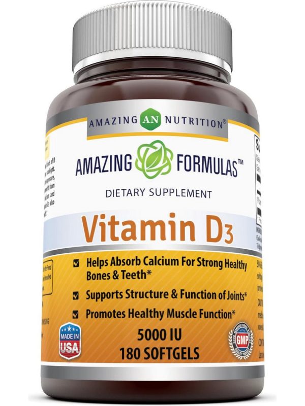 Amazing Formulas, Vitamin D3, 5000 IU, 180 softgels Cheap