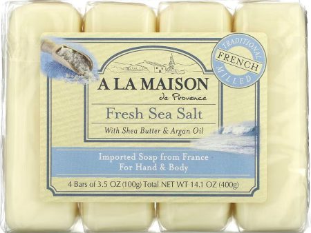 A La Maison de Provence, Fresh Sea Salt Bar Soap Value Pack, 4 Bars on Sale