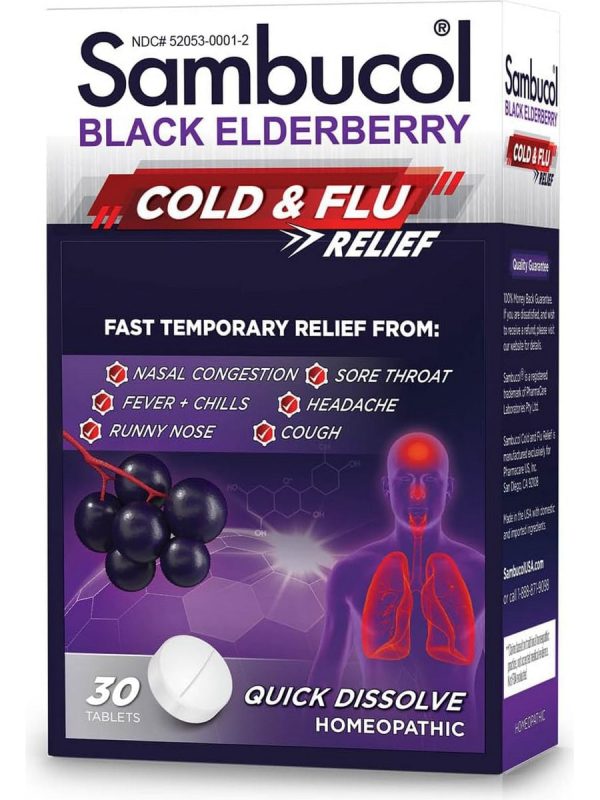 Sambucol, Black Elderberry Cold & Flu Relief, 30 Tablets Fashion