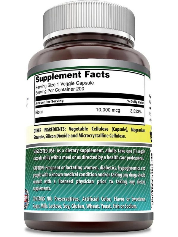 Amazing Formulas, Biotin, 10,000 mcg, 200 Veggie Capsules Hot on Sale