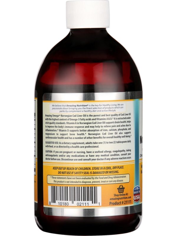 Amazing Omega, Norwegian Cod Liver Oil, Fresh Lemon, 16 fl oz Cheap