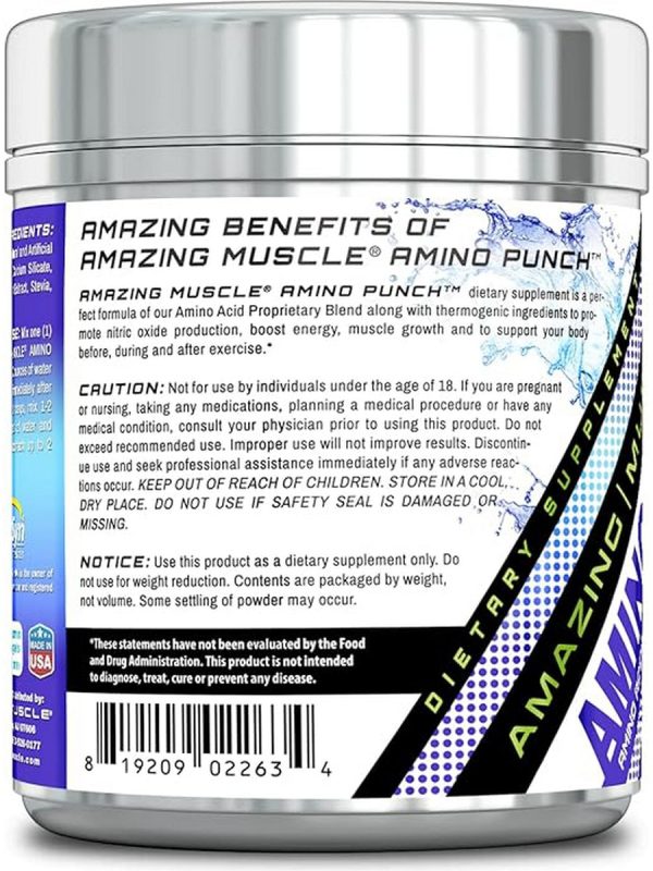 Amazing Muscle, Amino Punch, Blue Raspberry, 8.9 oz Online now