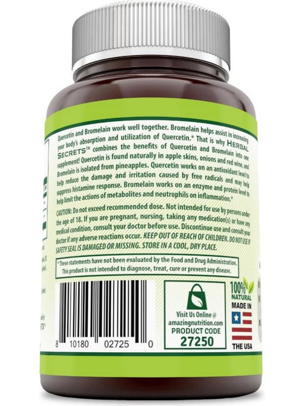 Herbal Secrets, Quercetin Bromelain, 800 mg, 120 Veggie Capsules For Discount