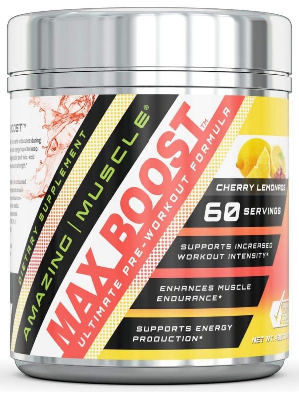 Amazing Muscle, Max Boost Ultimate Pre-Workout Formula, Cherry Lemonade, 15.23 oz For Discount