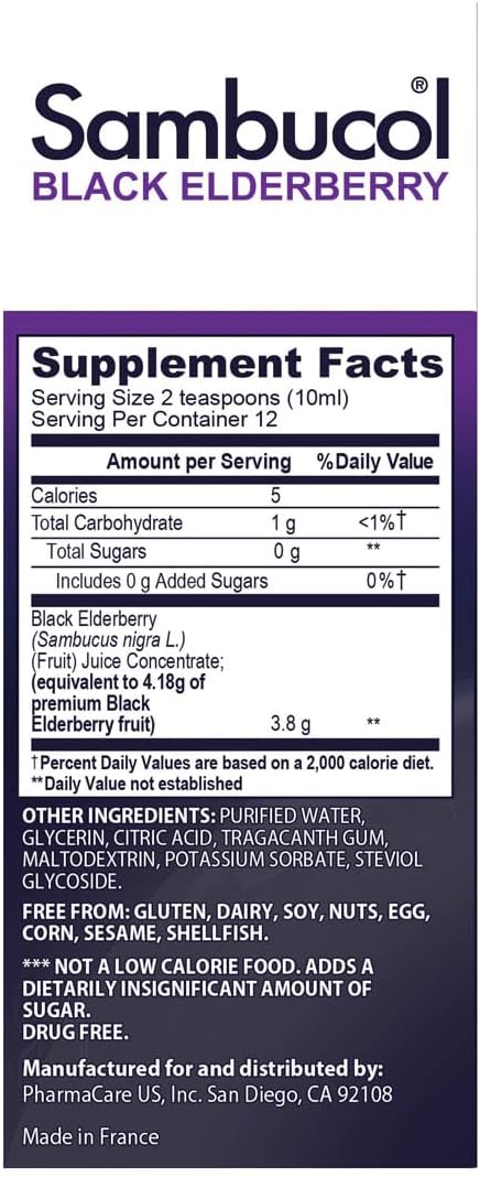 Sambucol, Black Elderberry Sugar Free Immune Syrup, 4 fl oz For Cheap