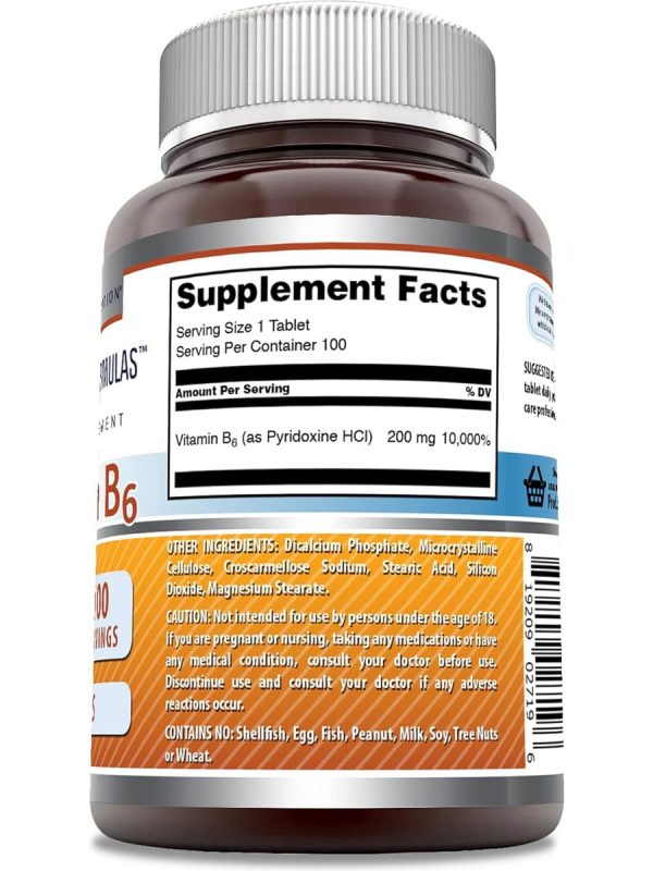 Amazing Formulas, Vitamin B6, 200 mg, 100 Tablets Online