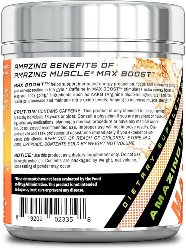 Amazing Muscle, Max Boost Ultimate Pre-Workout Formula, Orange, 15.23 oz Online Sale