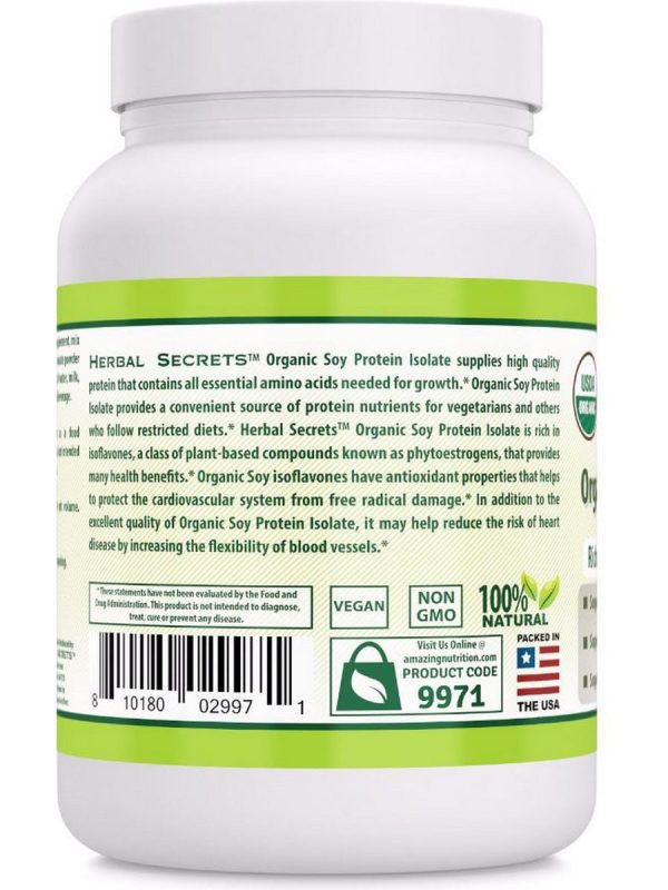 Herbal Secrets, Organic Soy Protein Isolate Powder, Unflavored, 2 lbs Discount