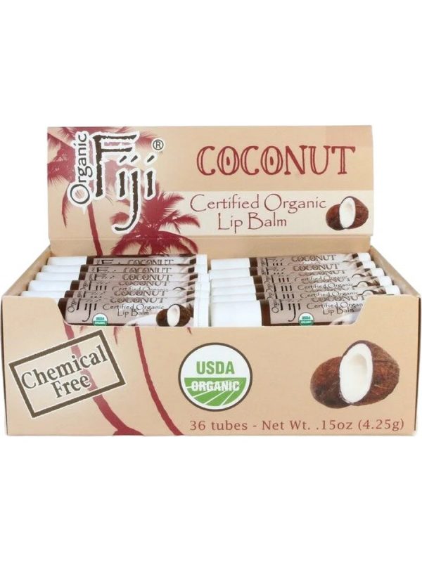 Organic Fiji, Certified Organic Lip Balm, Coconut, 36 Tubes Cheap