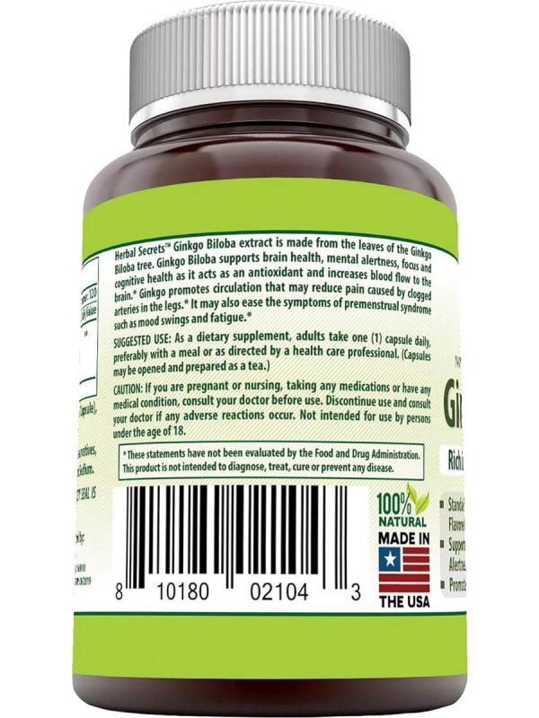 Herbal Secrets, Ginkgo Biloba, 120 mg, 120 Veggie Capsules Online Hot Sale