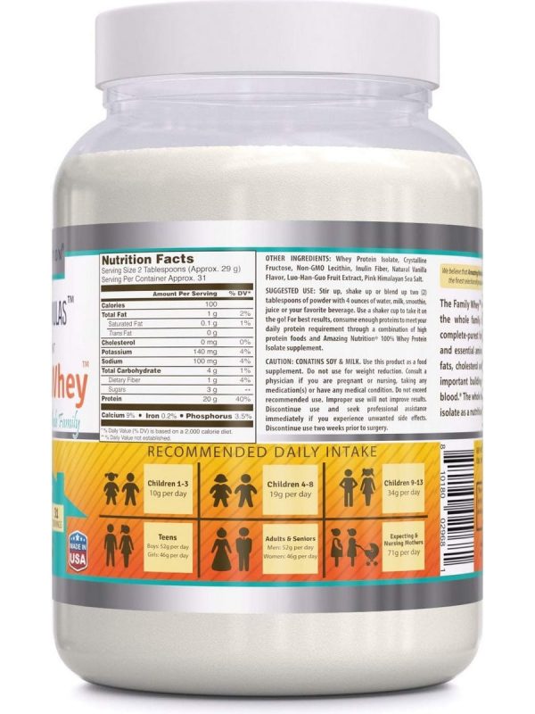 Amazing Formulas, The Family Whey, Premium Vanilla Flavor, 2 lbs For Cheap