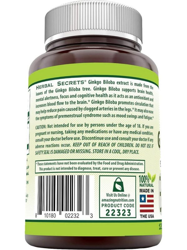 Herbal Secrets, Ginkgo Biloba, 60 mg, 120 Veggie Capsules Online Hot Sale