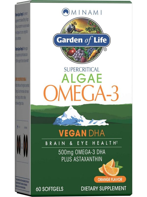 Garden of Life, Algae Omega-3 Vegan DHA, Orange, 500 mg, 60 Softgels Hot on Sale